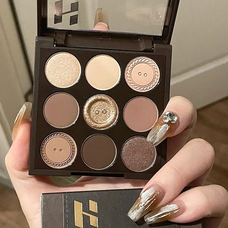 Oat Milk Coffee Earth Tone Eye Shadow Low-saturation Matte Highlight Powder Blusher Contouring Palette Nine-color Eye Shadow