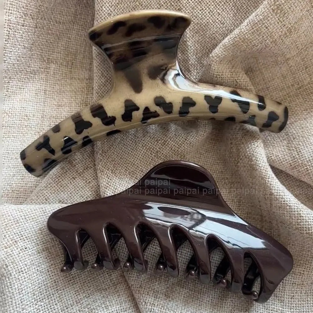 Korean Large Size Acrylic Dragon Bone Shark Hair Clip French Style Polka Point Arc Back of Head Hair Claw Clamp Hair Accessories