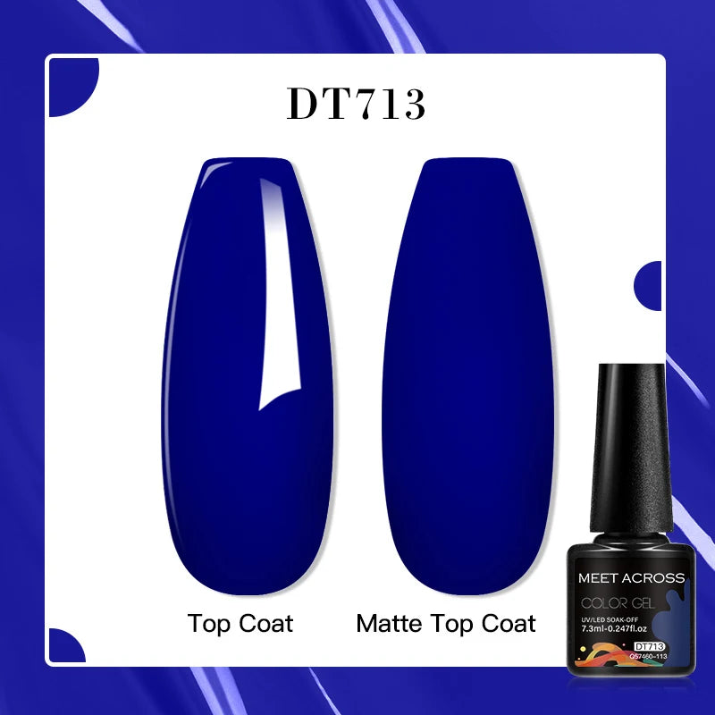 MEET ACROSS 160 Colors 7.3ml Gel Nail Polish Vernis Glitter Sparkly Semi Permanent Soak Off LED UV Gel Varnish Nail Art Manicure
