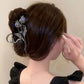 1pc Metal Tulip Shaped Hair Claws Clips With Rhinestone Faux Pearls Decor, Strong Hold Hair Clips For Thick Hair Ponytail Holder