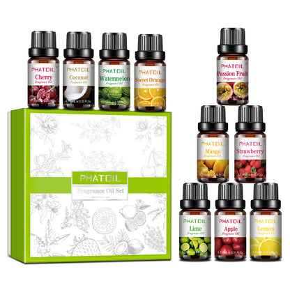 PHATOIL 10ml Fruit Fragrance Oil Mango Strawberry Apple Cherry Watermelon Sweet Aroma Fragrance Oils For Diffuser Candle Making